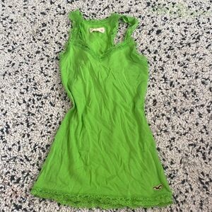 Vintage Hollister green lace lined tank top!